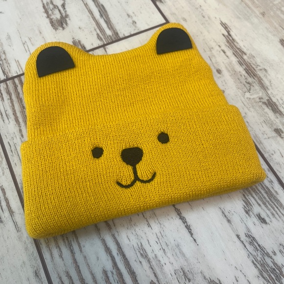 UnisexToddler Knit Hat – Yellow Bear Pattern Beanie | Warm Fall & Winter Cap - Picture 2 of 13